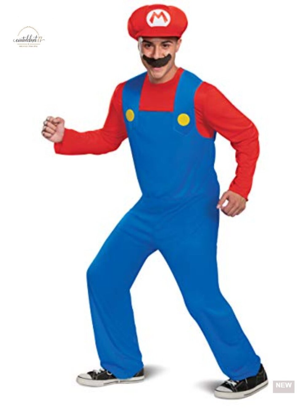 Adult Mario Costume Nintendo Super Mario Bros with Hat & Mustache